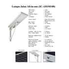 Outdoor Lamp Solar Street Light All in one 100watt AIOM  1