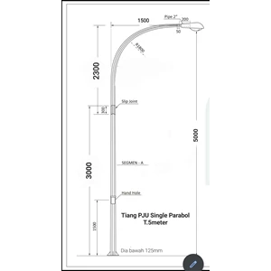 Tiang PJU Lampu Jalan 5 Meter Okta Parabolic Single Arm