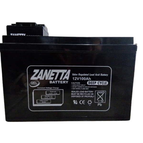 Aki Gel Vrla merk Zanetta 12v 100ah untuk solar panel lampu PJUTS dan UPS