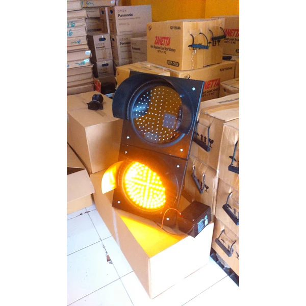 Solar Warning Light 2 Aspek 30cm atas bawah 1 arah 12v tenaga surya