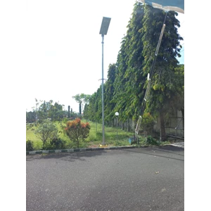 Lampu jalan pju All in one ICOM AIOM 80watt tenaga surya komplit Tiang pju all in one 6 meter okta galvanish